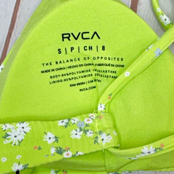 NWT RVCA Itty Crossback Neon Green Bikini Top Women’s Size S/8 - Picture 4 of 6